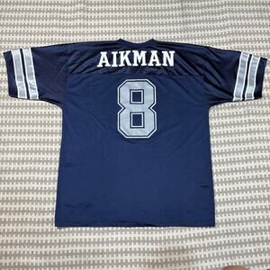 Vintage 90s Troy Aikman Dallas Cowboys Logo Athletic Jersey Size Large Navy